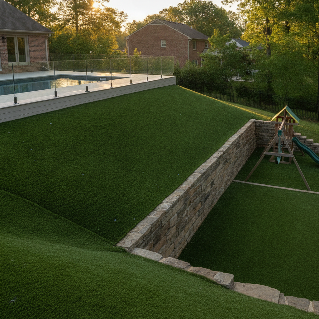 How Do You Install Artificial Turf on a Steep Embankment or Retaining Wall Area in Loudoun County, VA? What Homeowners Need to Know