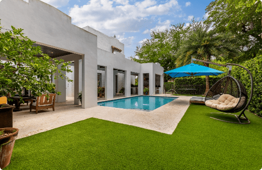Artificial grass pool deck
